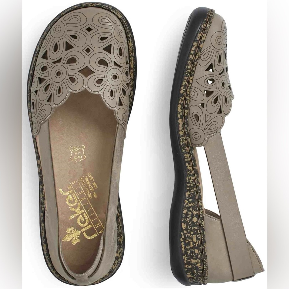 Rieker Women's Taupe Cut-Out Flats